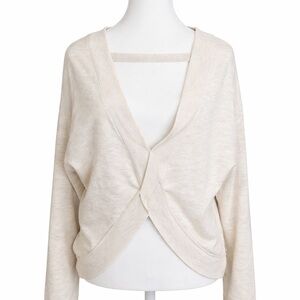 Dex Plus Oatmeal Heather Wrap Front Cardigan | XL ( US 14-16)